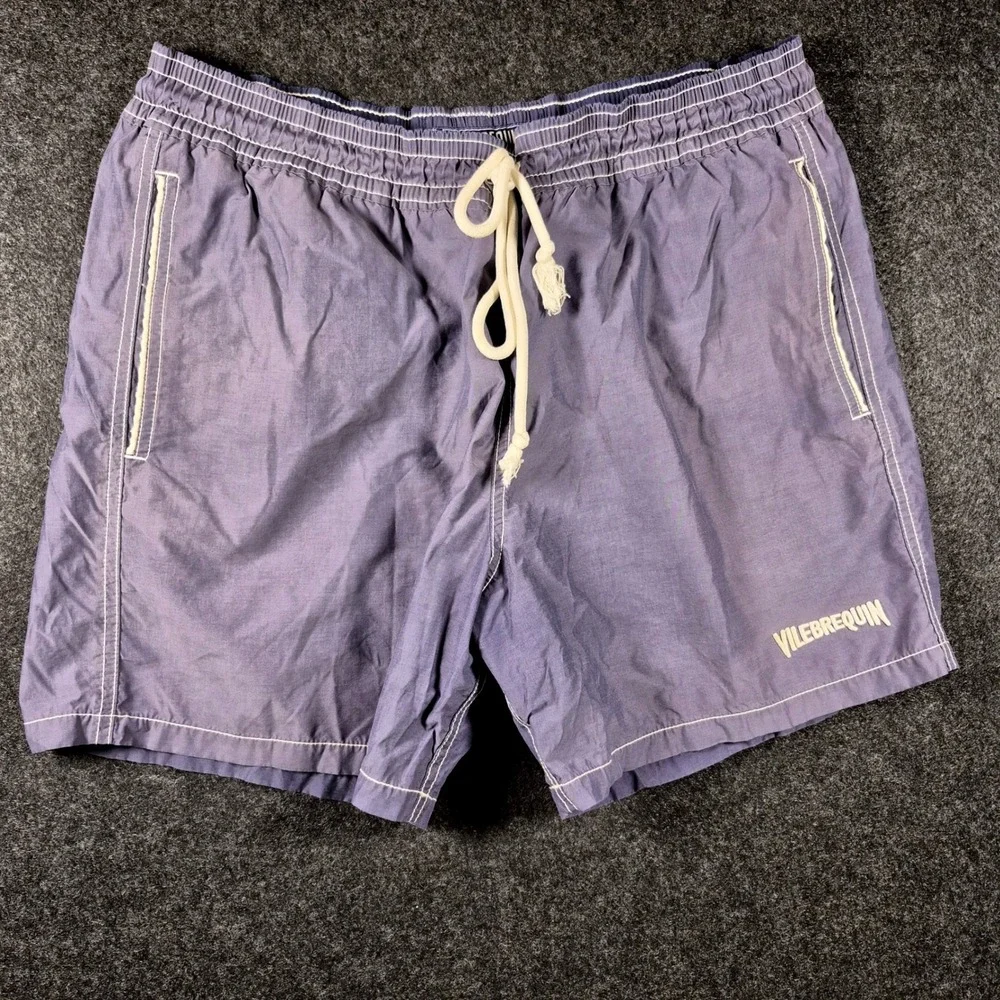 Vilebrequin Moorea Swim Trunks Mens L Blue Embroidered Saint Tropez Luxury Beach